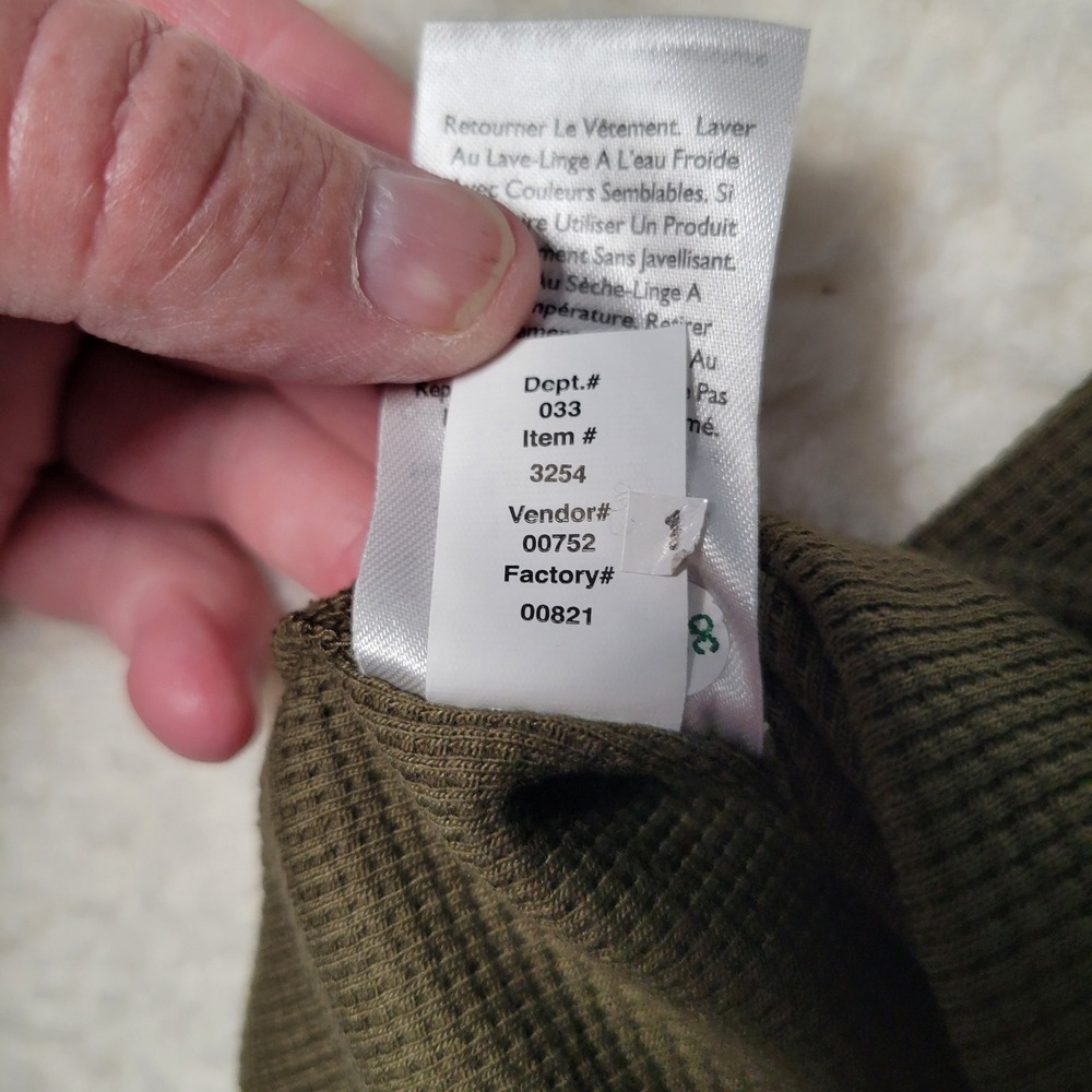 Eddie Bauer Thermal Henley Mens 2XL Dark Fatigue Green Waffle‎ Knit Long Sleeve - Picture 14 of 14